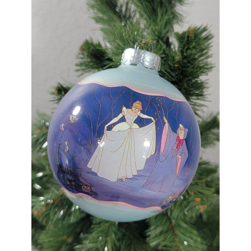 Vintage 1995 Disney Store Cinderella 45th Anniversary Glass Ornament